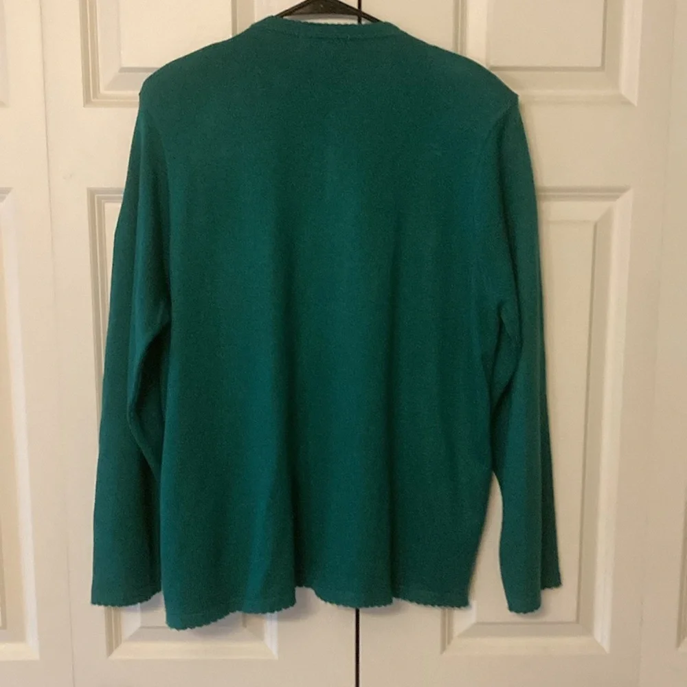 Alfred Dunner pullover sweater cardigan vintage green women’s XL made in USA - Picture 2 of 8